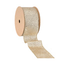 2 1/2" Wired Ribbon | Gold Glitter | 10 Yard Roll