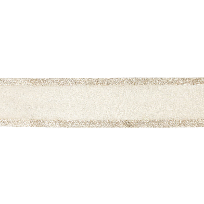 2 1/2" Wired Glitter Ribbon | Gold | 10 Yard Roll