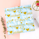 8" x 8" x 4" Collapsable Gift Box w/ 2-pcs White Tissue Paper & Magnetic Square Flap Lid | Wedding Hearts