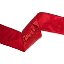 4" Wired Ribbon | Red Scattered Sequins | 10 Yard Roll