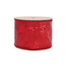 4" Wired Ribbon | Red Scattered Sequins | 10 Yard Roll