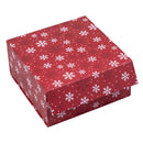 8" x 8" x 4" Collapsable Holiday Gift Box w/ 2-pcs White Tissue Paper & Magnetic Square Flap Lid | Red Snowflake