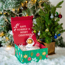 8" x 8" x 4" Collapsable Holiday Gift Box w/ 2-pcs White Tissue Paper & Magnetic Square Flap Lid | Red/Green Christmas Ornaments