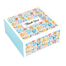 8" x 8" x 4" Collapsable Gift Box w/ 2-pcs White Tissue Paper & Magnetic Square Flap Lid | Yellow Floral