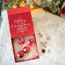 8" x 8" x 4" Collapsable Holiday Gift Box w/ 2-pcs White Tissue Paper & Magnetic Square Flap Lid | Red Snowflake