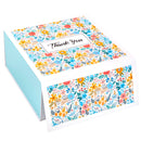 8" x 8" x 4" Collapsable Gift Box w/ 2-pcs White Tissue Paper & Magnetic Square Flap Lid | Yellow Floral