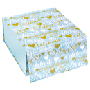 8" x 8" x 4" Collapsable Gift Box w/ 2-pcs White Tissue Paper & Magnetic Square Flap Lid | Wedding Hearts