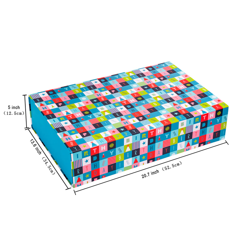20.7" x 13.6" x 5" Collapsable Gift Box w/ 2-pcs White Tissue Paper & Magnetic Square Flap Lid | Square Blocking