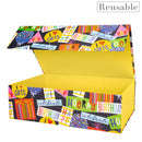 14" x 9" x 4.3" Collapsable Gift Box w/ 2-pcs White Tissue Paper & Magnetic Square Flap Lid | Birthday Candle