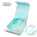 8" x 8" x 4" Collapsable Gift Box w/ 2-pcs White Tissue Paper & Magnetic Square Flap Lid | Wedding Hearts