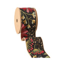2 1/2" Reversible Floral Tapestry Wired Ribbon | Forest Pale Gold/Black | 5 Yard Roll