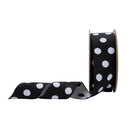 1 1/2" Double-Sided Jacquard Ribbon | Polka Dot Black/White | 10 Yard Roll