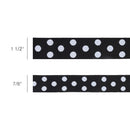 1 1/2" Double-Sided Jacquard Ribbon | Polka Dot Black/White | 10 Yard Roll
