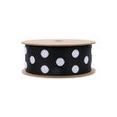 1 1/2" Double-Sided Jacquard Ribbon | Polka Dot Black/White | 10 Yard Roll