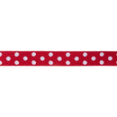 7/8" Double-Sided Jacquard Ribbon | Polka Dot Red/White | 10 Yard Roll