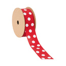 1 1/2" Double-Sided Jacquard Ribbon | Polka Dot Red/White | 10 Yard Roll