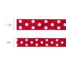 1 1/2" Double-Sided Jacquard Ribbon | Polka Dot Red/White | 10 Yard Roll