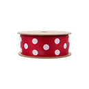 1 1/2" Double-Sided Jacquard Ribbon | Polka Dot Red/White | 10 Yard Roll