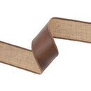 2 1/2" Wired Leather Ribbon | Brown w/ Jute Backing | 10 Yard Roll
