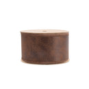 2 1/2" Wired Leather Ribbon | Brown w/ Jute Backing | 10 Yard Roll