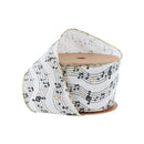 2 1/2" Wired Ribbon | Musical Notes on White | 10 Yard Spool