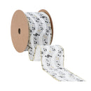 2 1/2" Wired Ribbon | Musical Notes on White | 10 Yard Spool