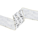 2 1/2" Wired Ribbon | Musical Notes on White | 10 Yard Spool