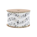 2 1/2" Wired Ribbon | Musical Notes on White | 10 Yard Spool