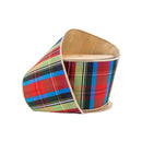 4" Wired Ribbon | Black/Lime/Red/Royal Plaid w/ Gold Dupioni-fused Backing | 10 Yard Roll