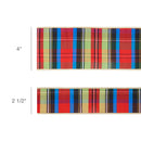 2 1/2" Wired Ribbon | Black/Lime/Red/Royal Plaid w/ Gold Dupioni-fused Backing | 10 Yard Roll