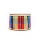 2 1/2" Wired Ribbon | Black/Lime/Red/Royal Plaid w/ Gold Dupioni-fused Backing | 10 Yard Roll