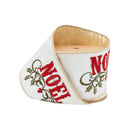 4" Wired Ribbon | Embroidered NOEL on Metallic Dupioni-fused Backing | 5 Yard Roll