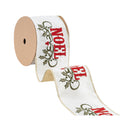 4" Wired Ribbon | Embroidered NOEL on Metallic Dupioni-fused Backing | 5 Yard Roll