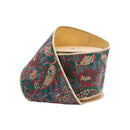 4" Wired Jacquard Ribbon | Burgundy Damask Paisley w/ Gold Dupioni-Fused Backing | 10 Yard Roll