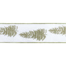 4" Wired Canvas Ribbon | Embroidered Trees | 10 Yard Roll