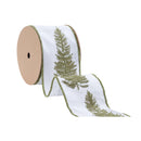 4" Wired Canvas Ribbon | Embroidered Trees | 10 Yard Roll