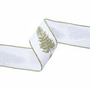 4" Wired Canvas Ribbon | Embroidered Trees | 10 Yard Roll