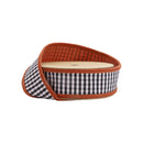 1" Wired Ribbon | Black/White Mini Check w/ Orange Backing | 10 Yard Roll