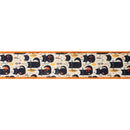 2 1/2" Wired Printed Canvas Ribbon | Black Cat w/ Orange/Black Checked Backing | 10 Yard Roll