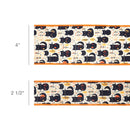 2 1/2" Wired Printed Canvas Ribbon | Black Cat w/ Orange/Black Checked Backing | 10 Yard Roll