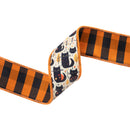 2 1/2" Wired Printed Canvas Ribbon | Black Cat w/ Orange/Black Checked Backing | 10 Yard Roll