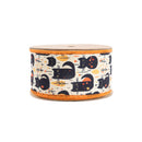2 1/2" Wired Printed Canvas Ribbon | Black Cat w/ Orange/Black Checked Backing | 10 Yard Roll