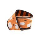 2 1/2" Wired Printed Canvas Ribbon | Ghost w/ Orange/Black Checked Backing | 10 Yard Roll
