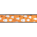 2 1/2" Wired Printed Canvas Ribbon | Ghost w/ Orange/Black Checked Backing | 10 Yard Roll