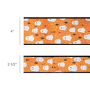 2 1/2" Wired Printed Canvas Ribbon | Ghost w/ Orange/Black Checked Backing | 10 Yard Roll