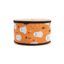 2 1/2" Wired Printed Canvas Ribbon | Ghost w/ Orange/Black Checked Backing | 10 Yard Roll