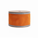 2 1/2" Wired Ribbon | Orange w/Silver Piping and Backing | 10 Yard Roll