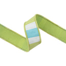 1 1/2" Wired Ribbon | Green/White/Blue Large Horizontal Stripe w/ Green Backing | 10 Yard Roll