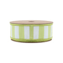 1 1/2" Wired Ribbon | Green/White Medium Horizontal Stripe w/ Green Backing | 10 Yard Roll