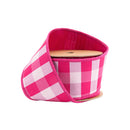 2 1/2" Wired Ribbon | Pink/White Medium Check w/ Pink Backing | 10 Yard Roll
